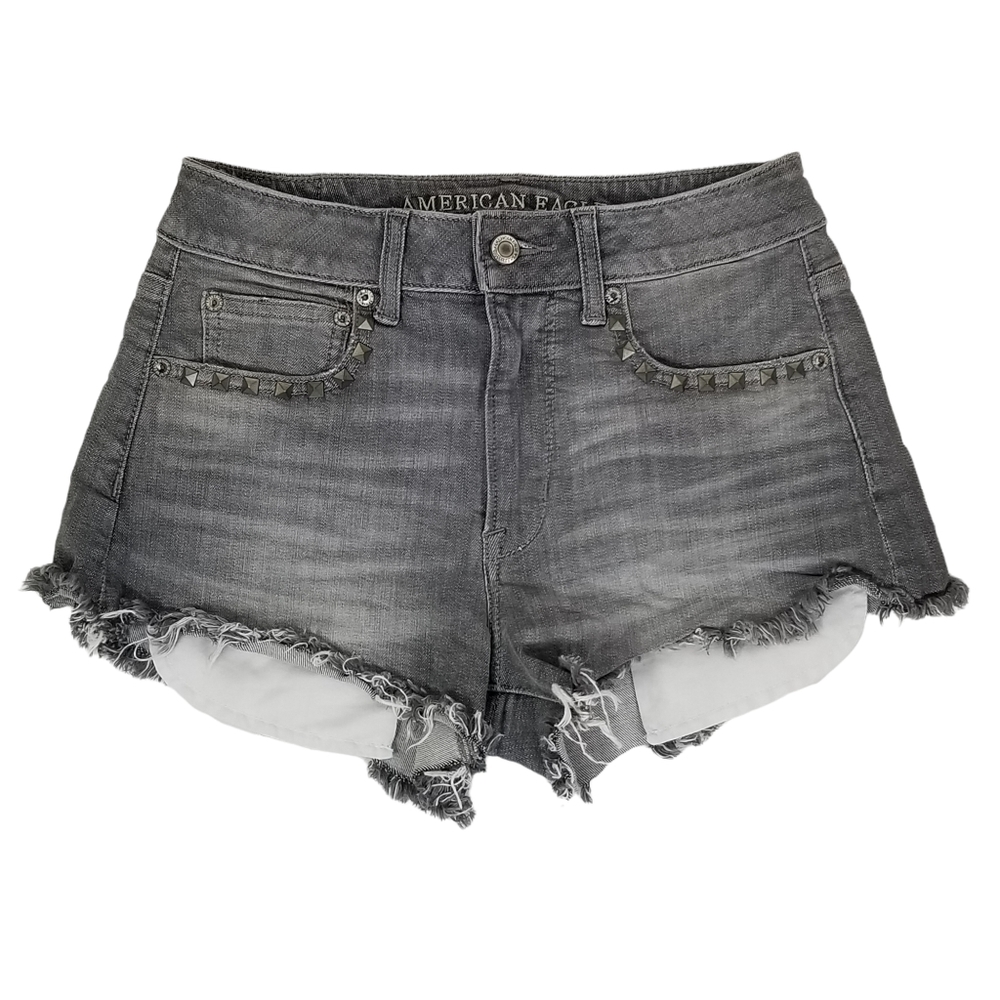 American Eagle Hi Rise Festival Shorts in Washed Black Studded Detail Size 2